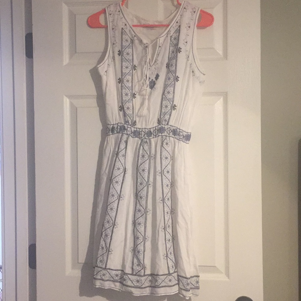 White and blue floral dress